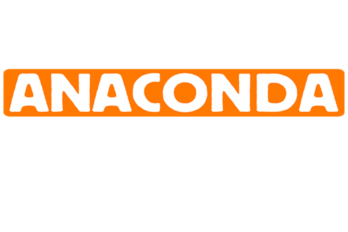 Bold white text spelling "ANACONDA" on a bright orange rectangular background, designed with a slightly rounded font style.