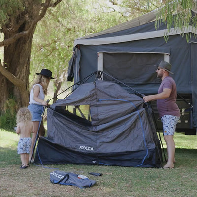 ENSUITE pop-up shower tent in use outdoors